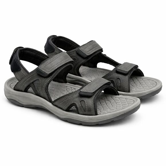 Eddie Bauer Other - Eddie Bauer Men's Hank Sport River Sandals Size 10 Leather Grey Hike Comfort